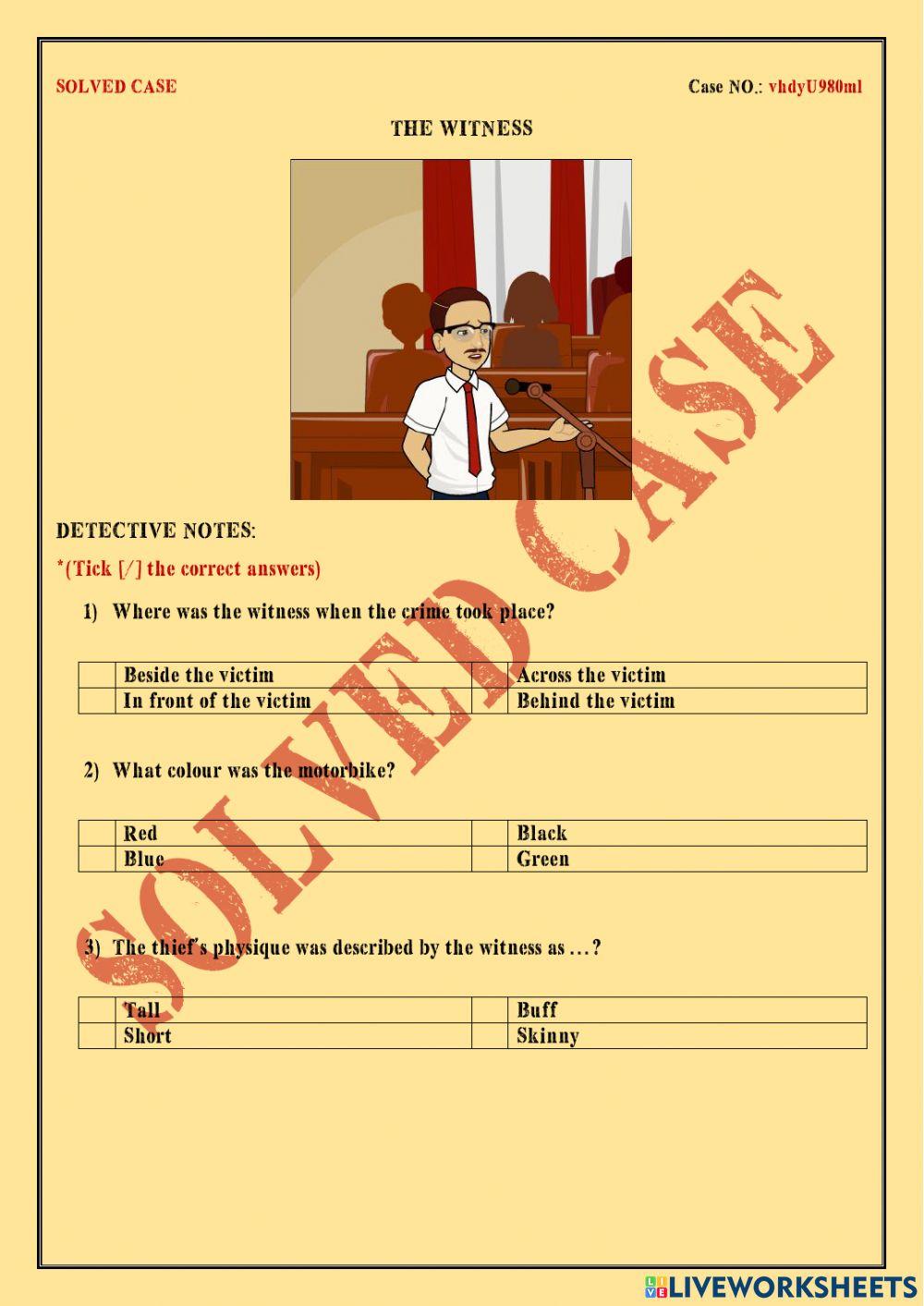 SHERLOCK SKILLS: Class 1