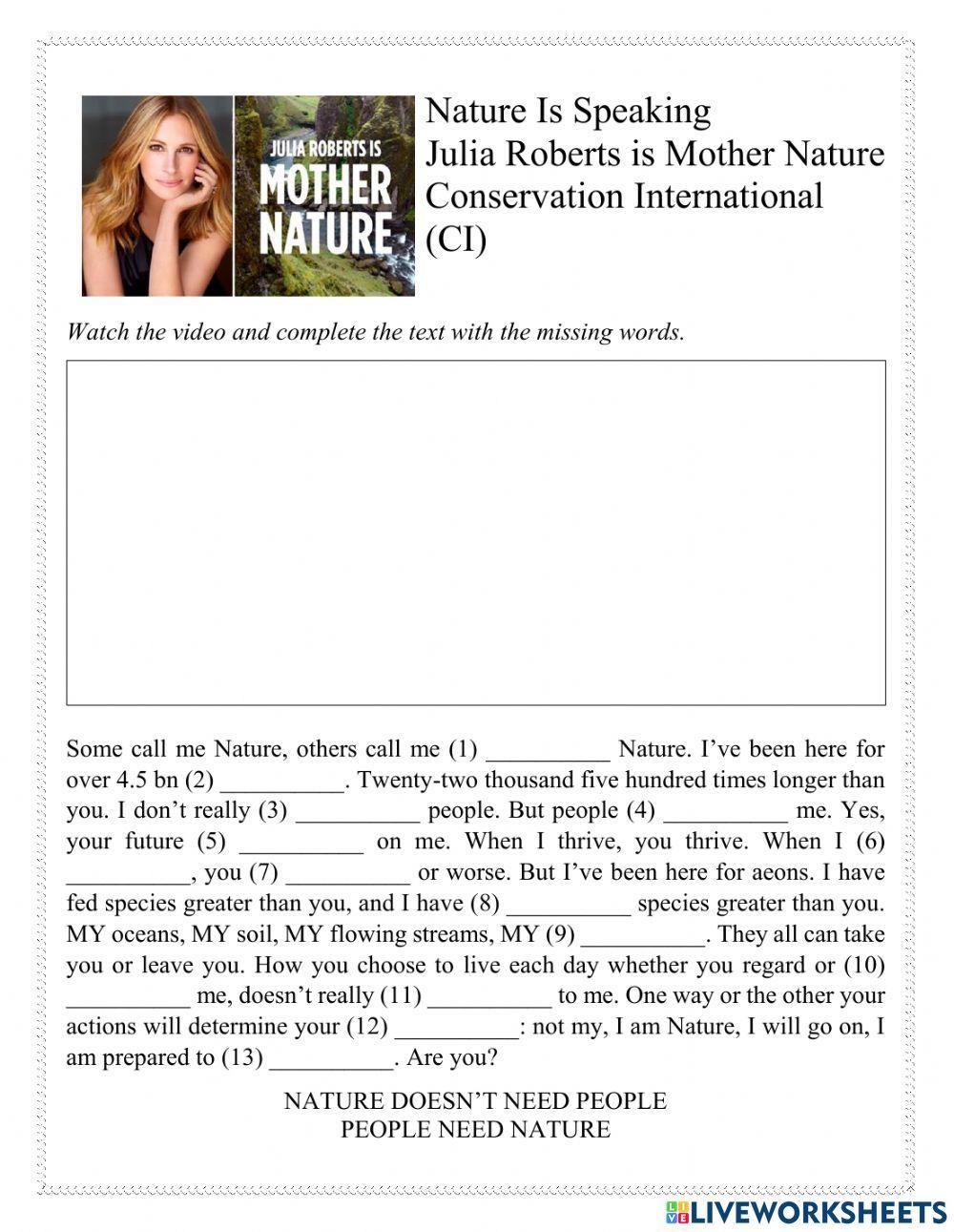 Mother Nature Julia Roberts