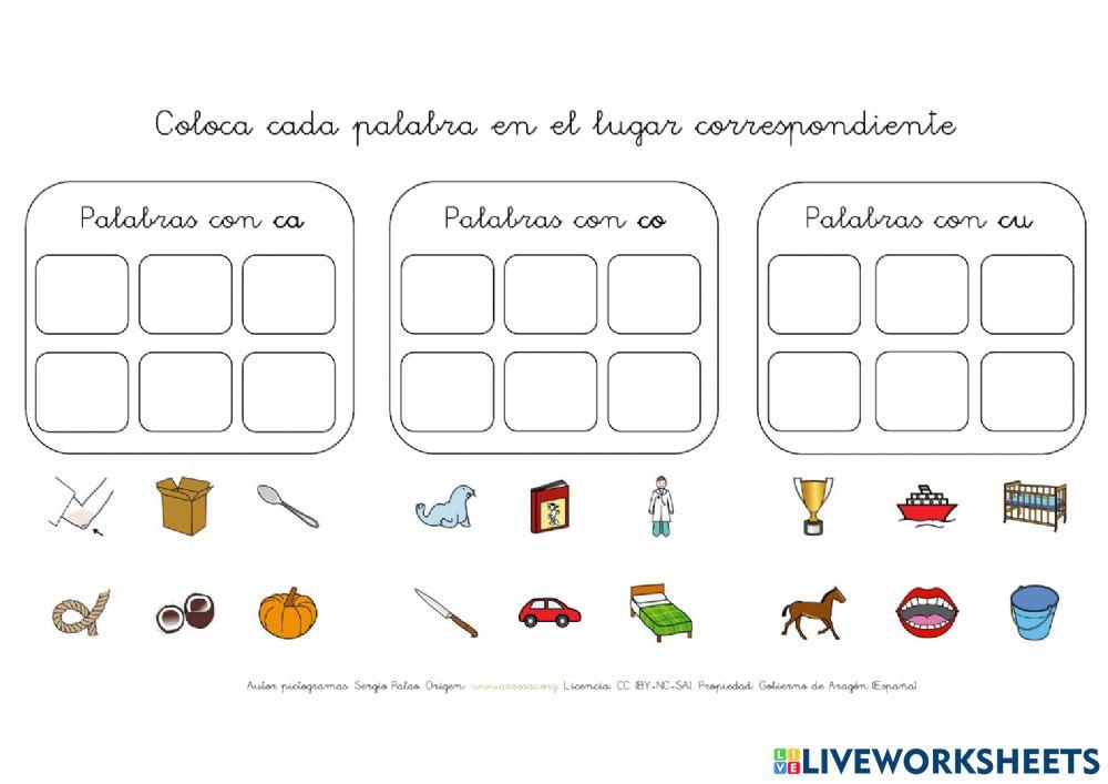 Palabras con ca co cu