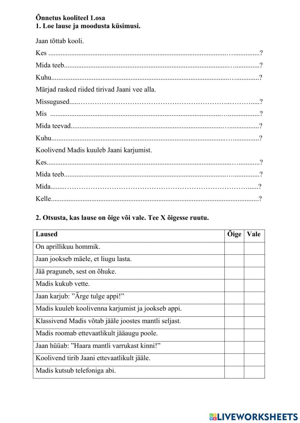 Õnnetus kooliteel I