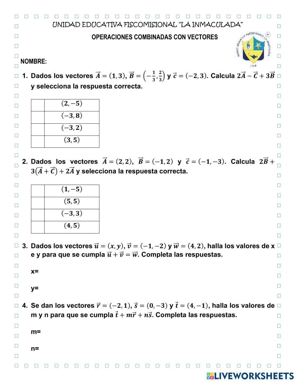 Operaciones combinadas con vectores