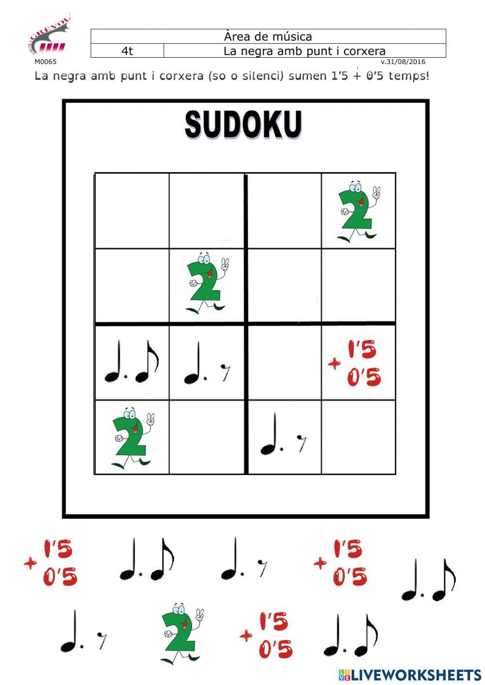 Sudoku negra amb punt i corxera