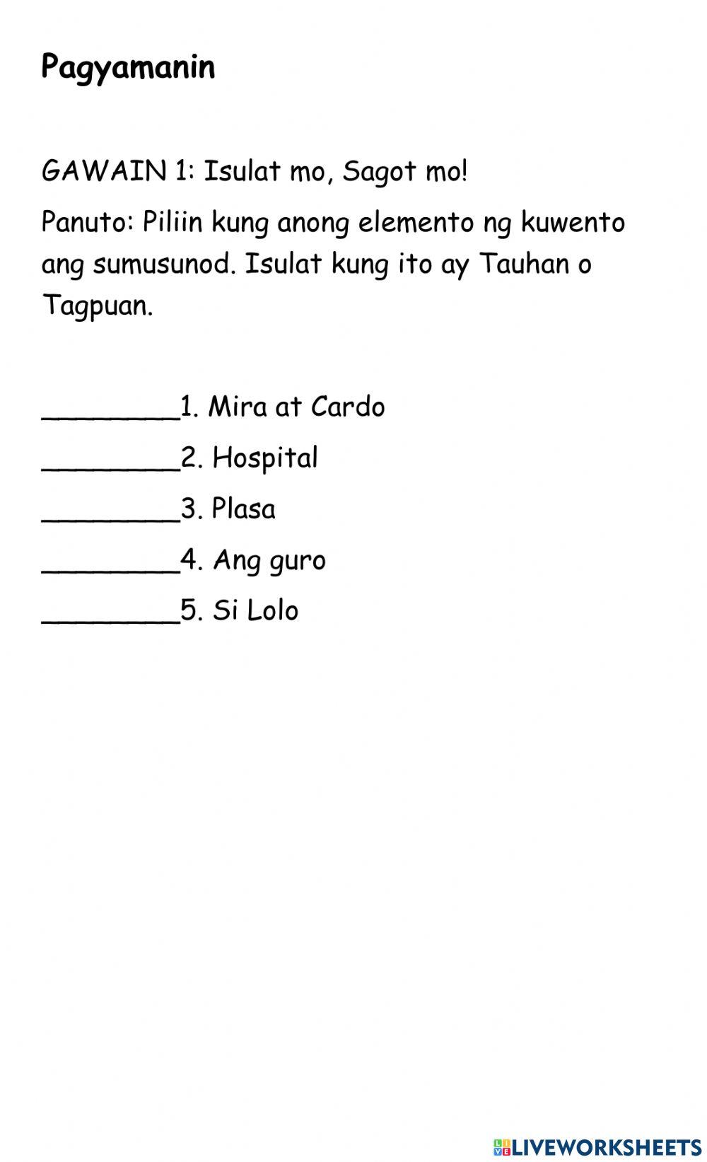 pitong elemento ng maikling kwento grade 2