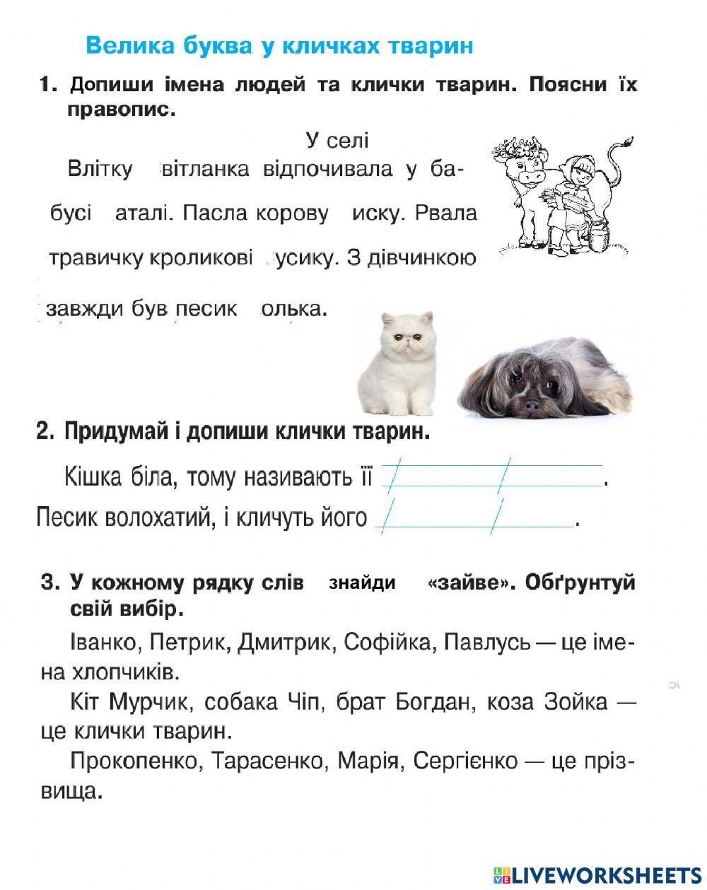 Велика буква у кличках тварин