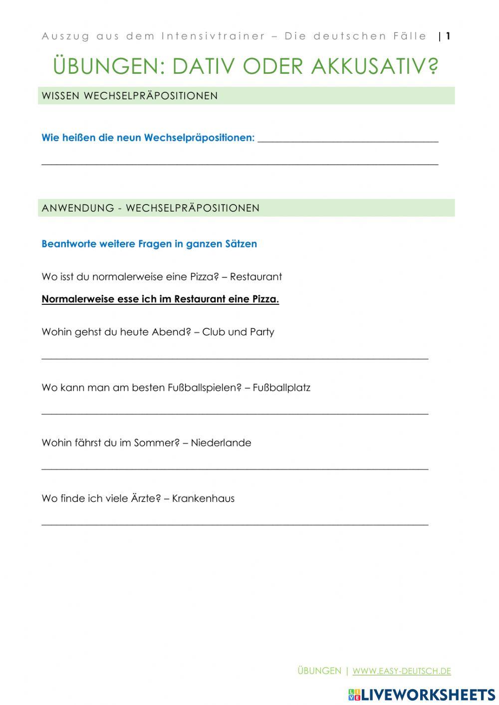 Wechselpräpositionen