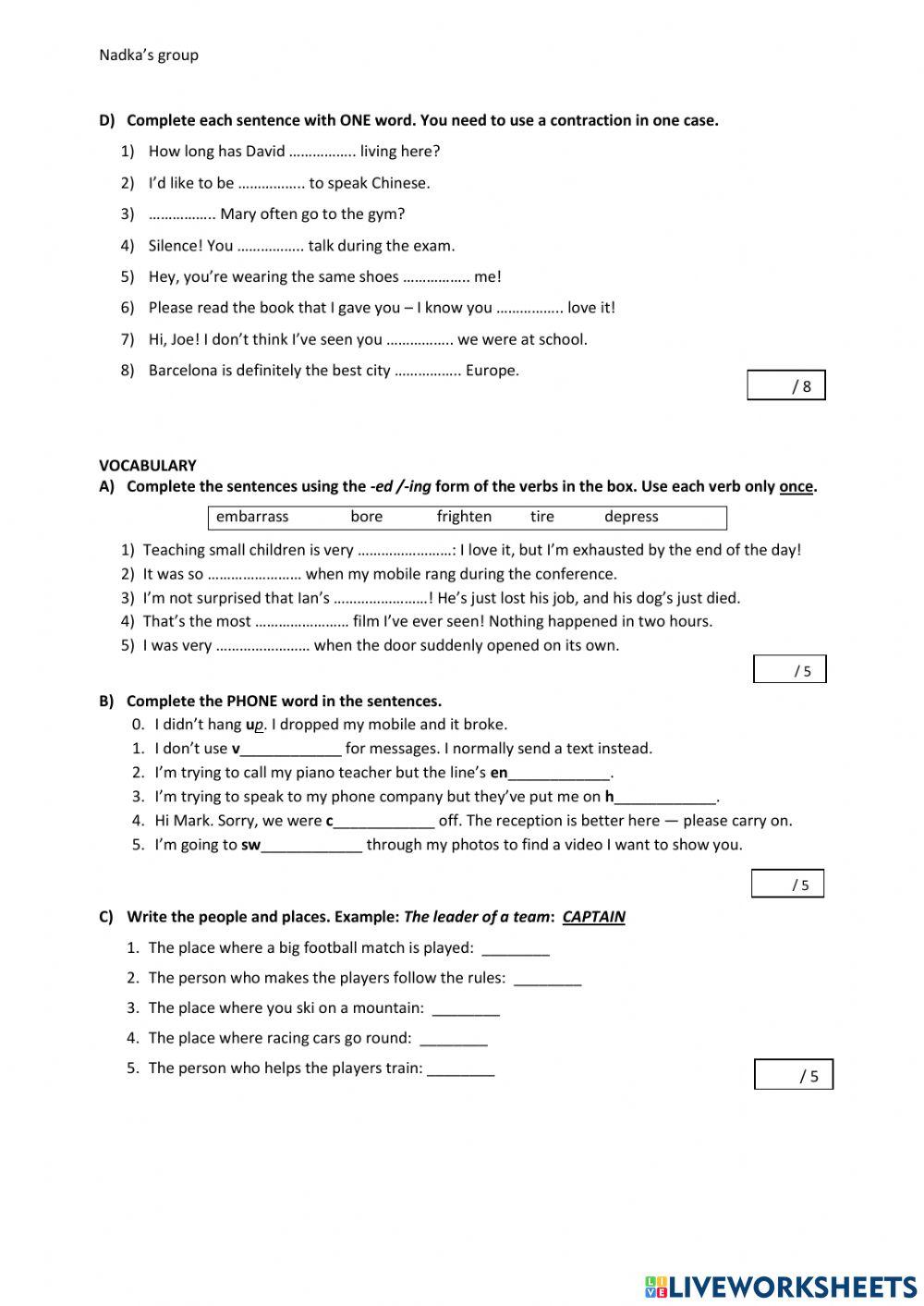 2nd term test EF int.