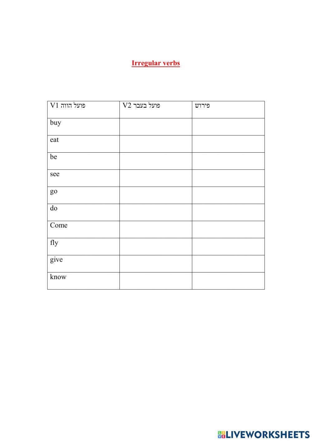 Irregular verbs