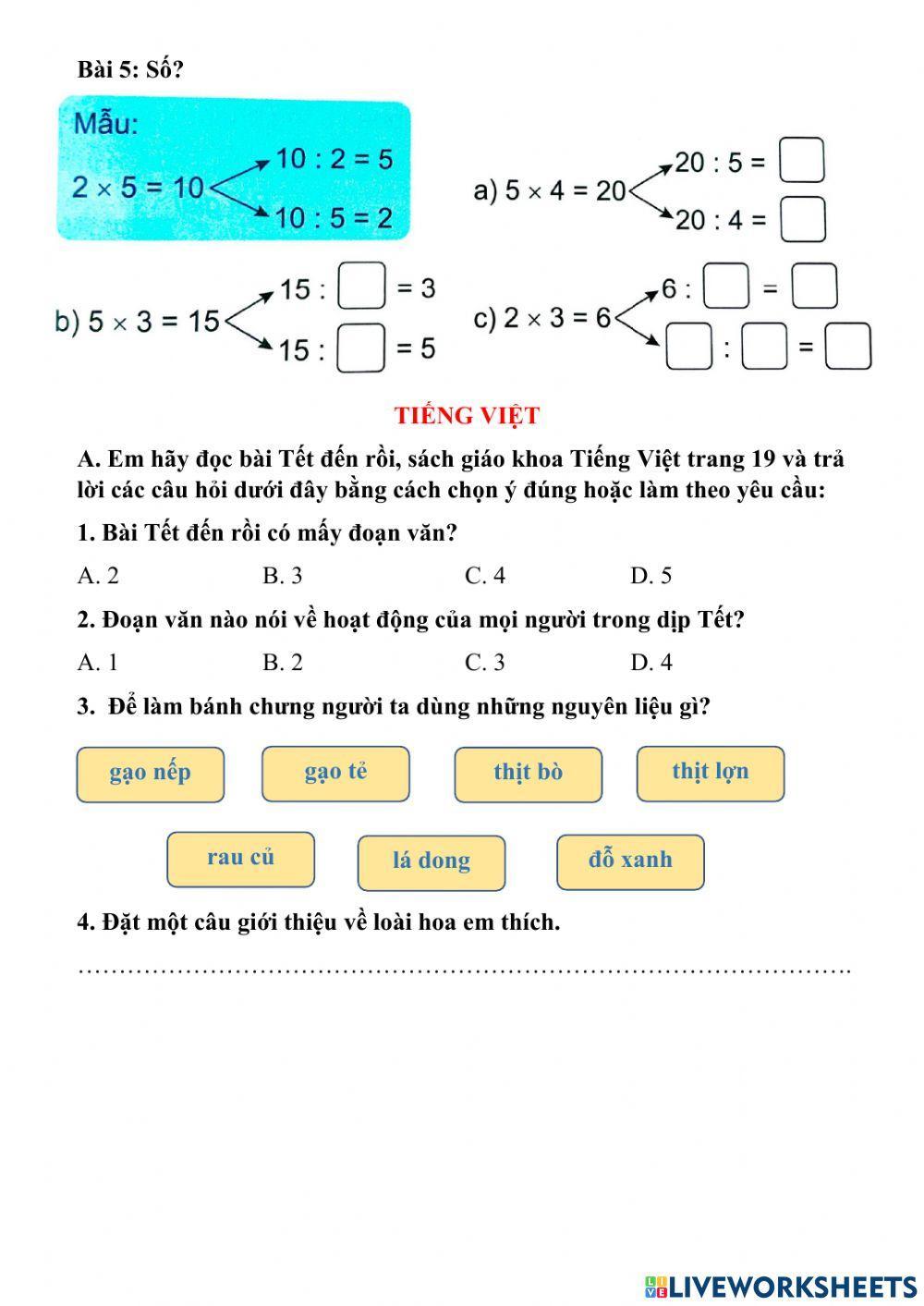 Ôn luyện tuần 20