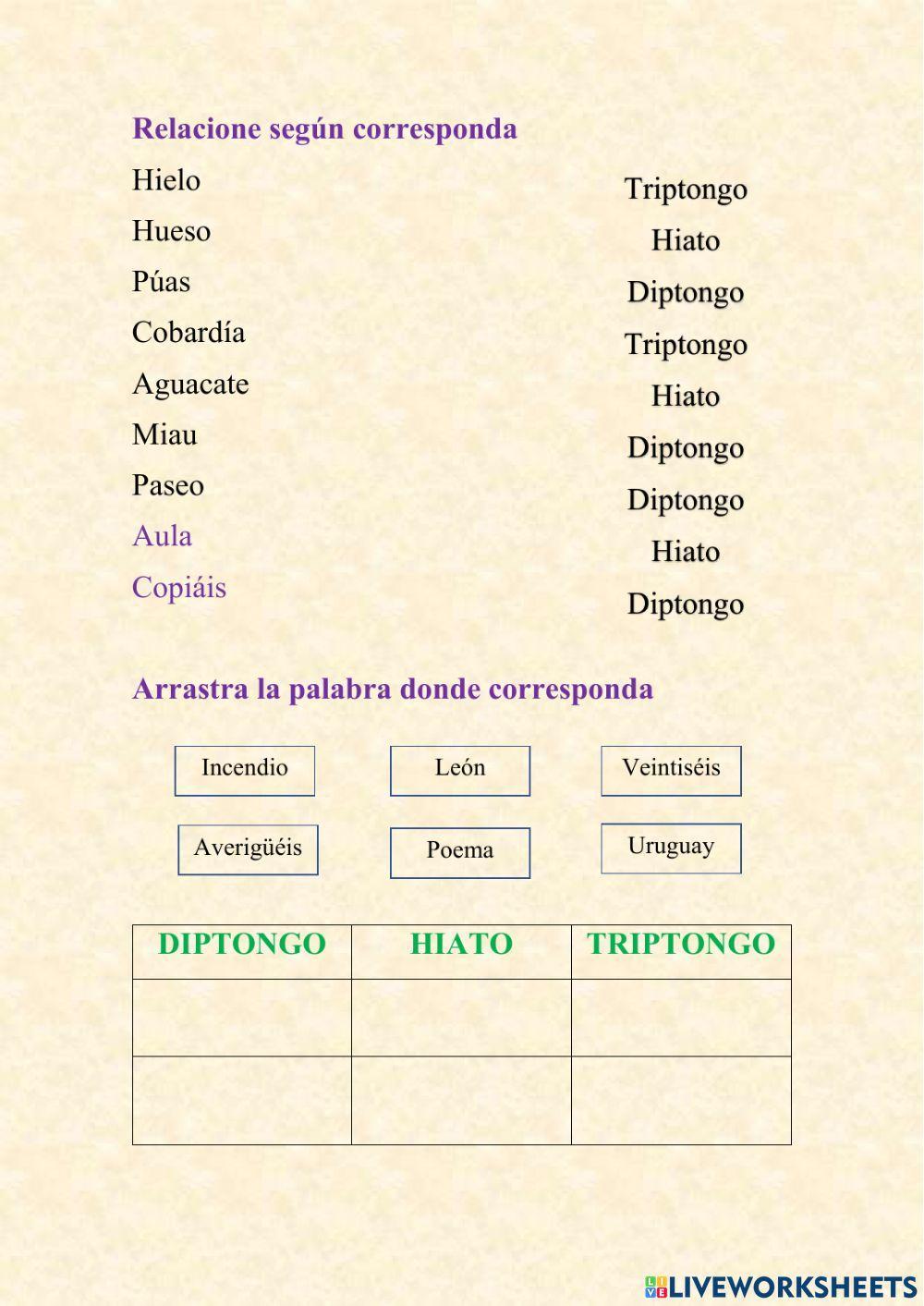 Diptongo - triptongo - hiato Diptongo - triptongo - hiato