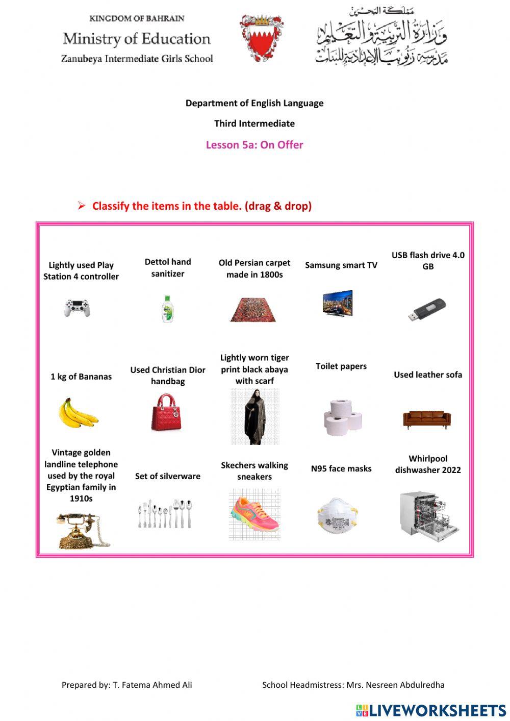 Shopping Items and Outlets