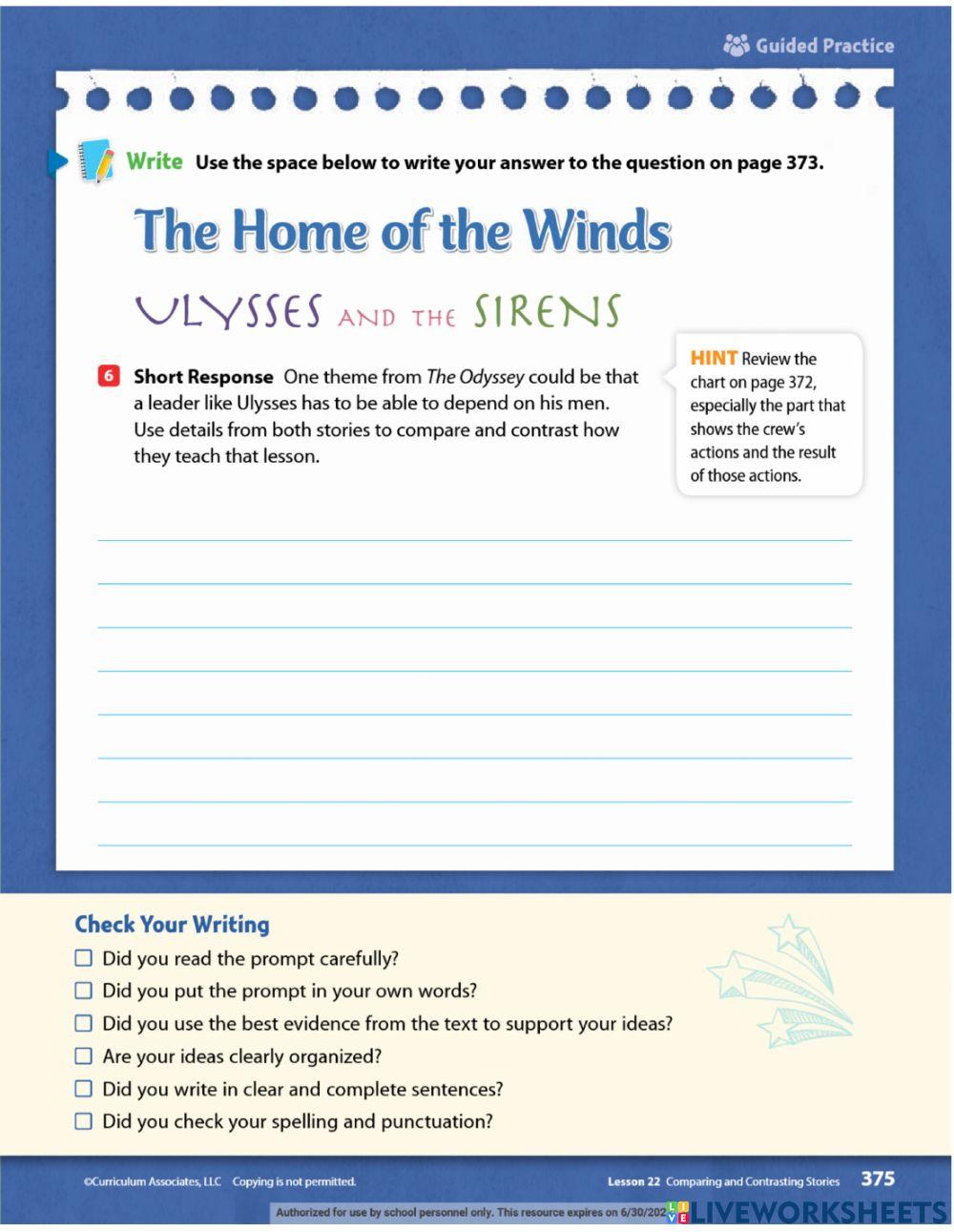 Part 3 Comparing & Contrasting 2 Epics-Short Response