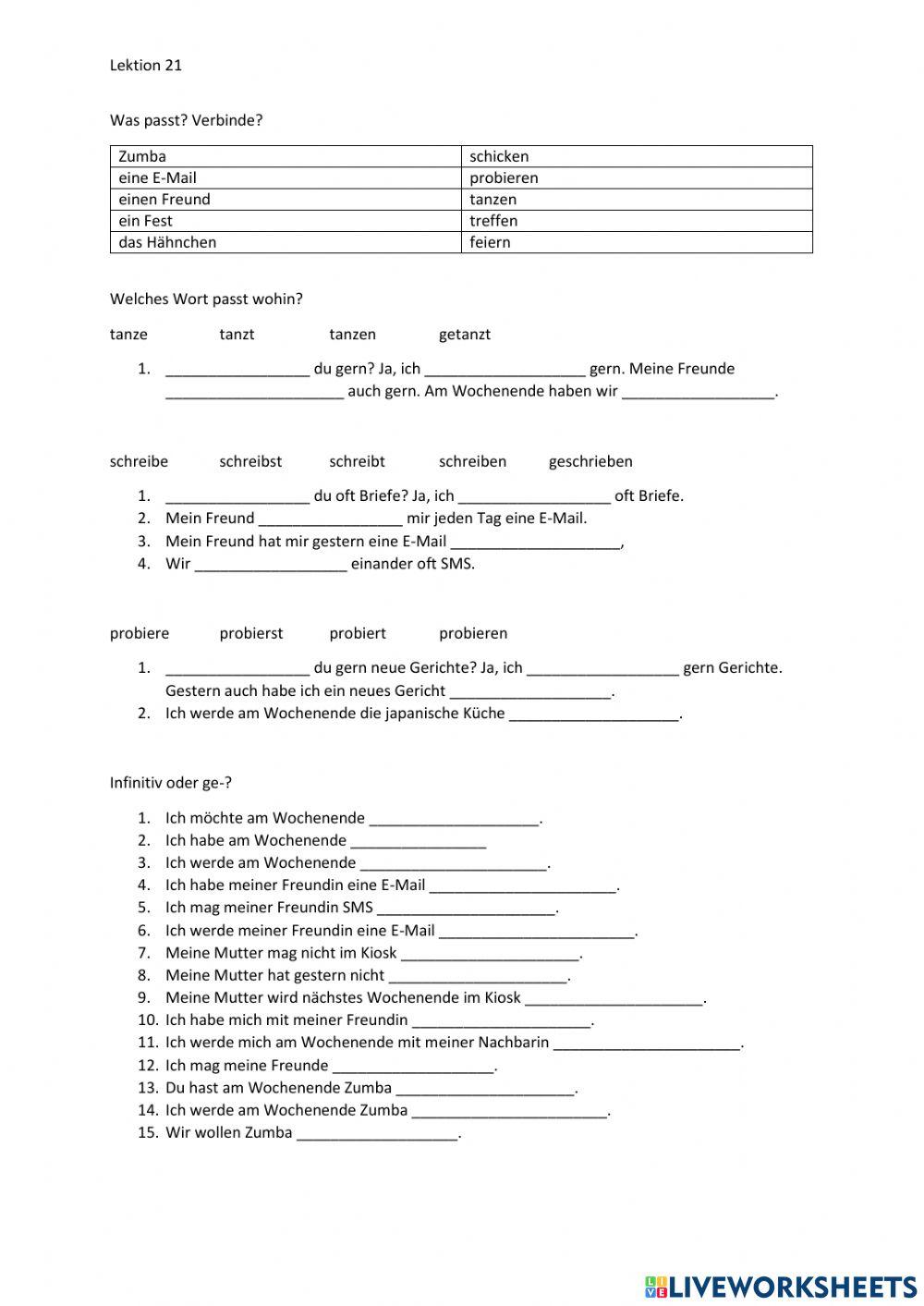 Wortschatz - Lektion 21