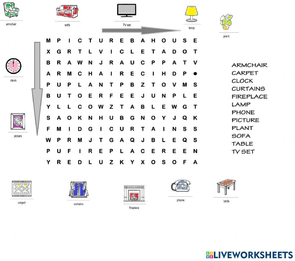 Living room Wordsearch