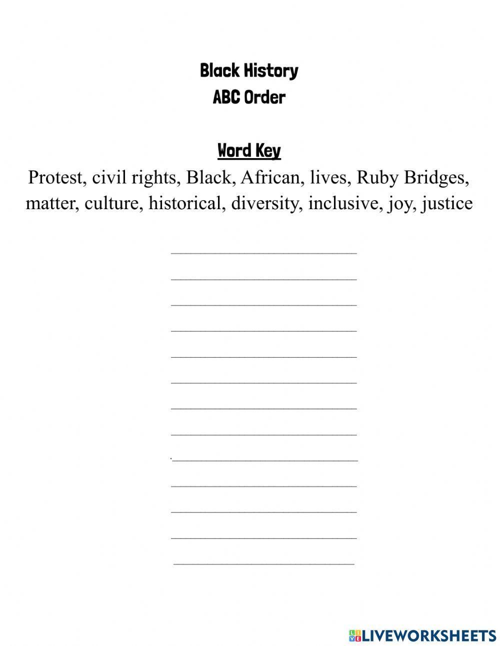 Black History Month ABC Order