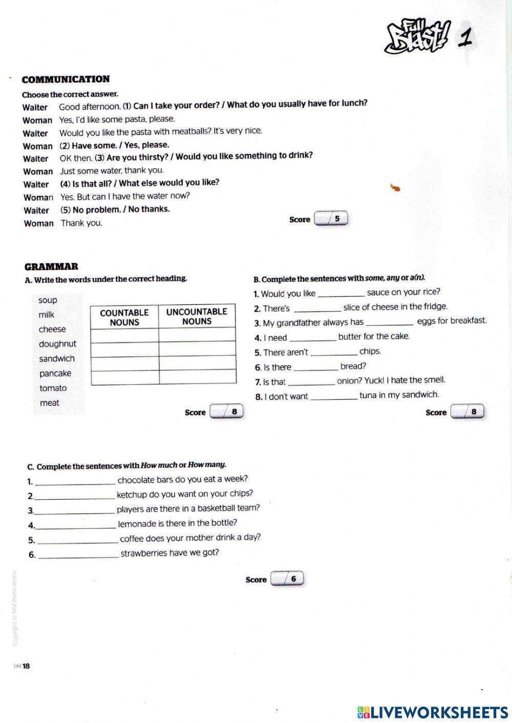 Full Blast 1 module 5 Test