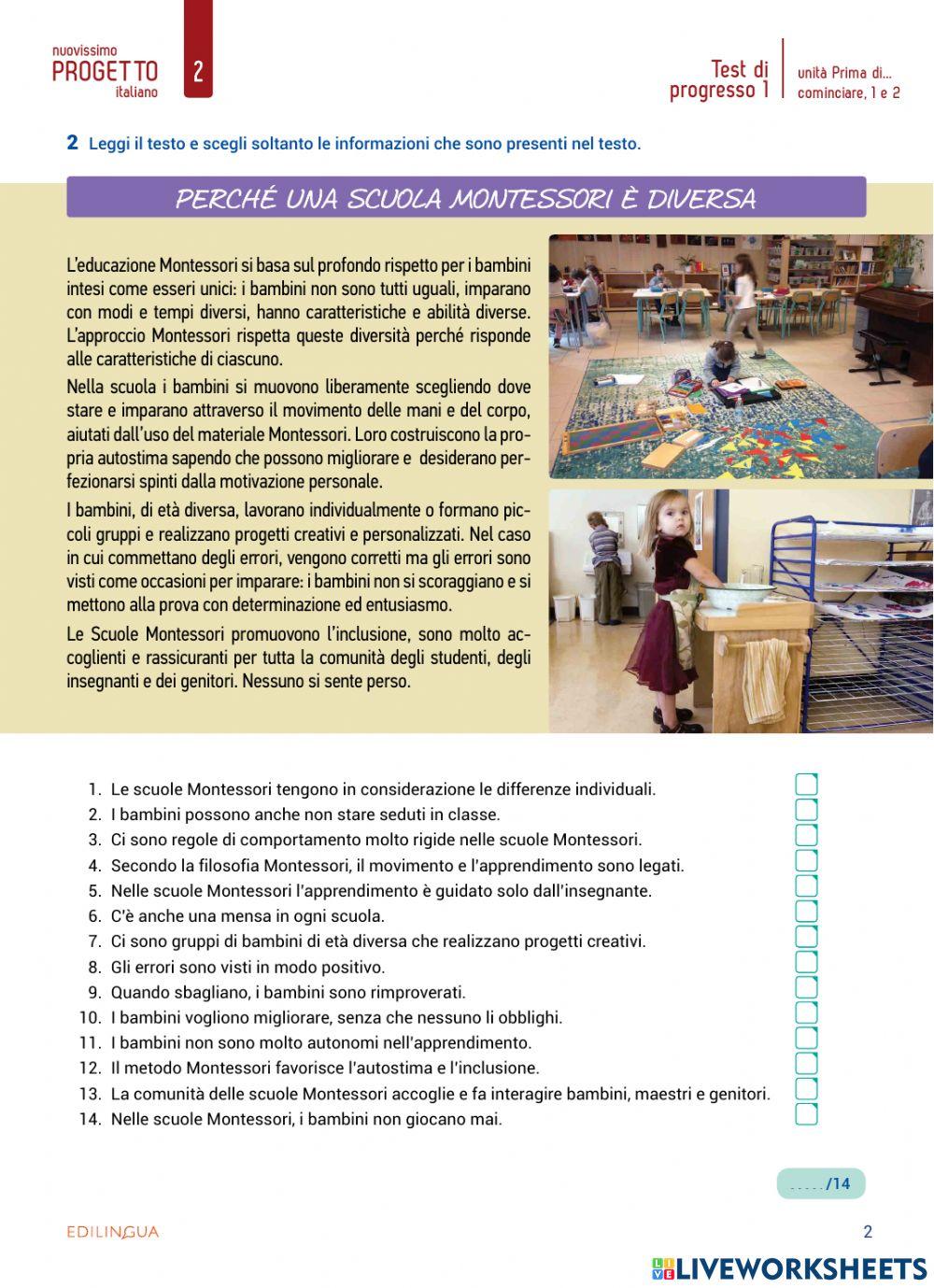 Test di progresso unità 0,1,2