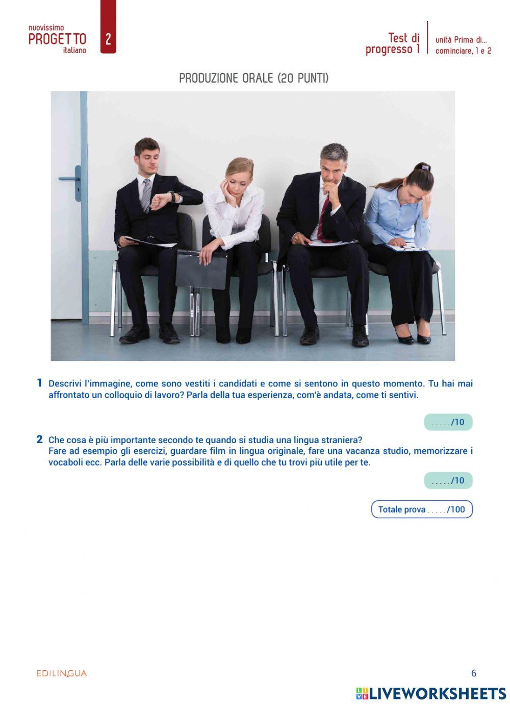 Test di progresso unità 0,1,2