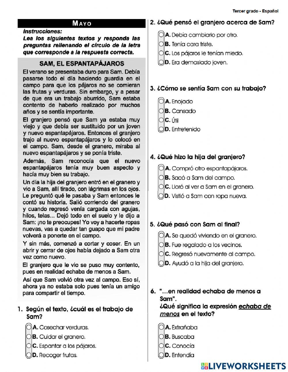 Prueba formativa 3ro-Mayo