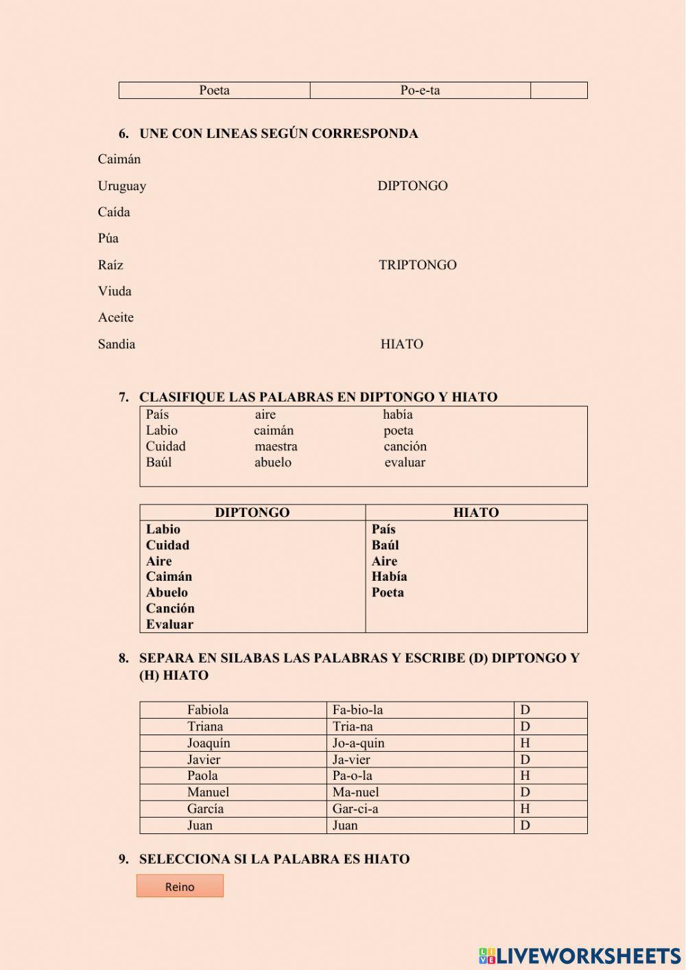 Diptongo triptongo y hiato