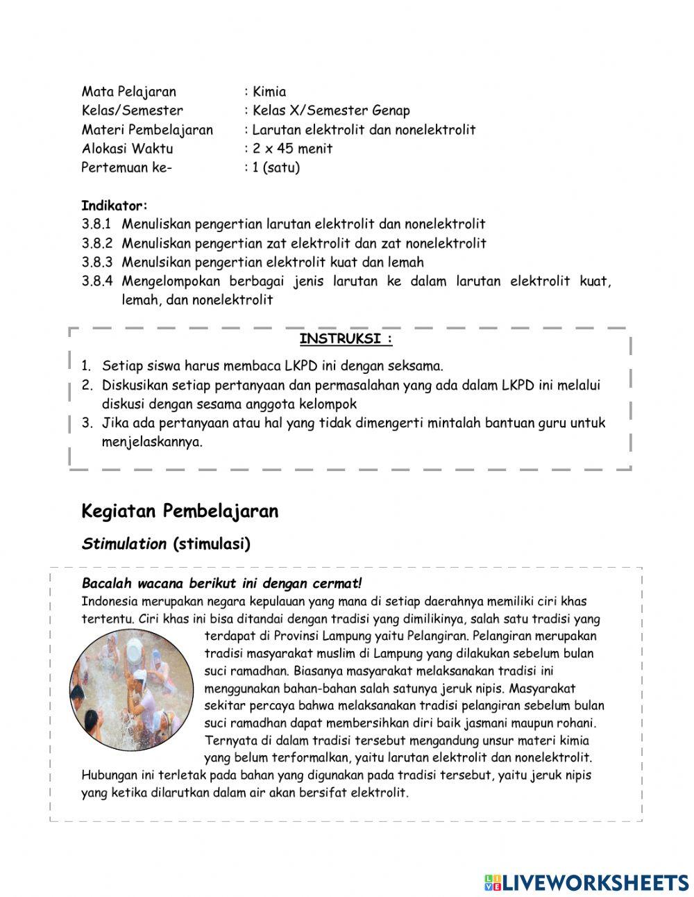 Larutan Elektolit dan Nonelektrolit