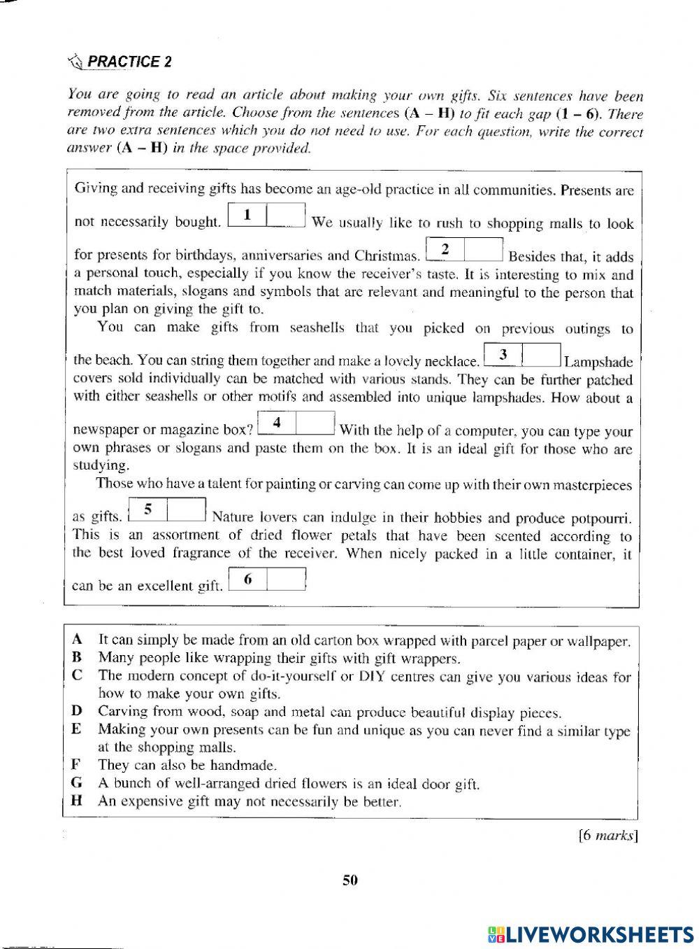 Part 5 : Gapped Text