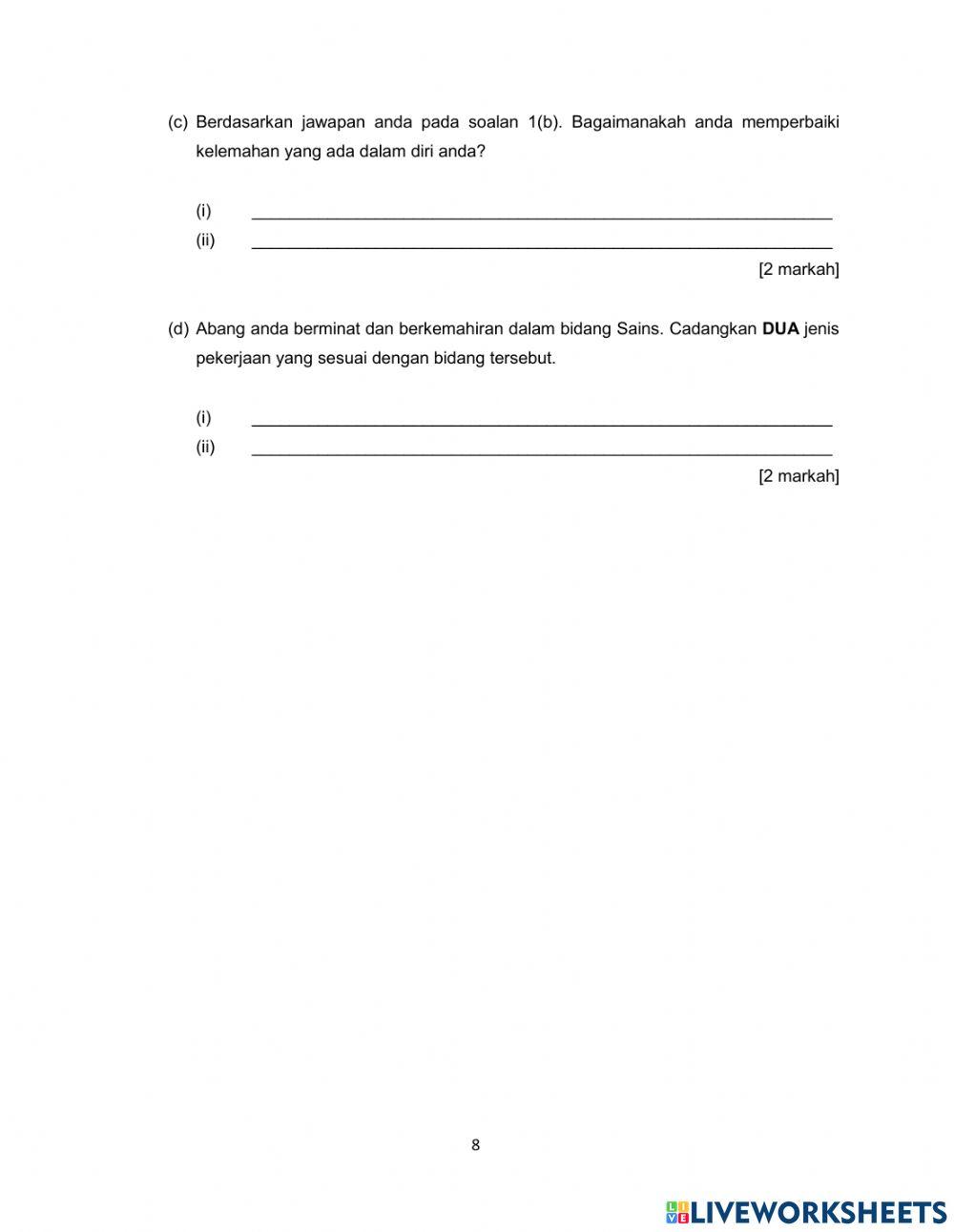 CHECK POINT AKHIR TAHUN PENDIDIKAN MORAL TINGKATAN 1