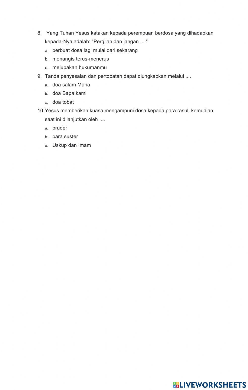 Pelajaran 12. Sakramen Tobat