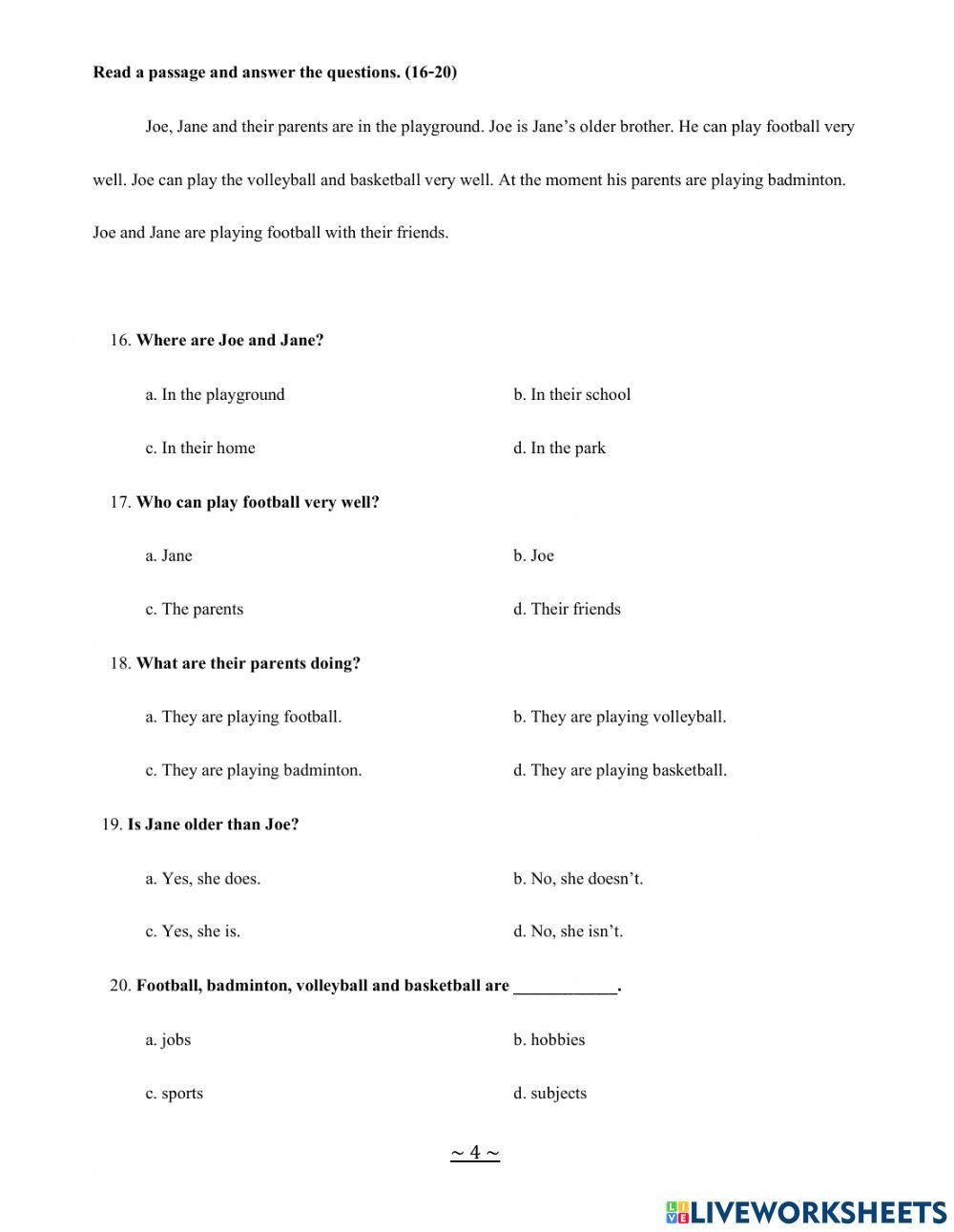แบบทดสอบวัดความรู้ G4 ปลายภาค เทอม 2
