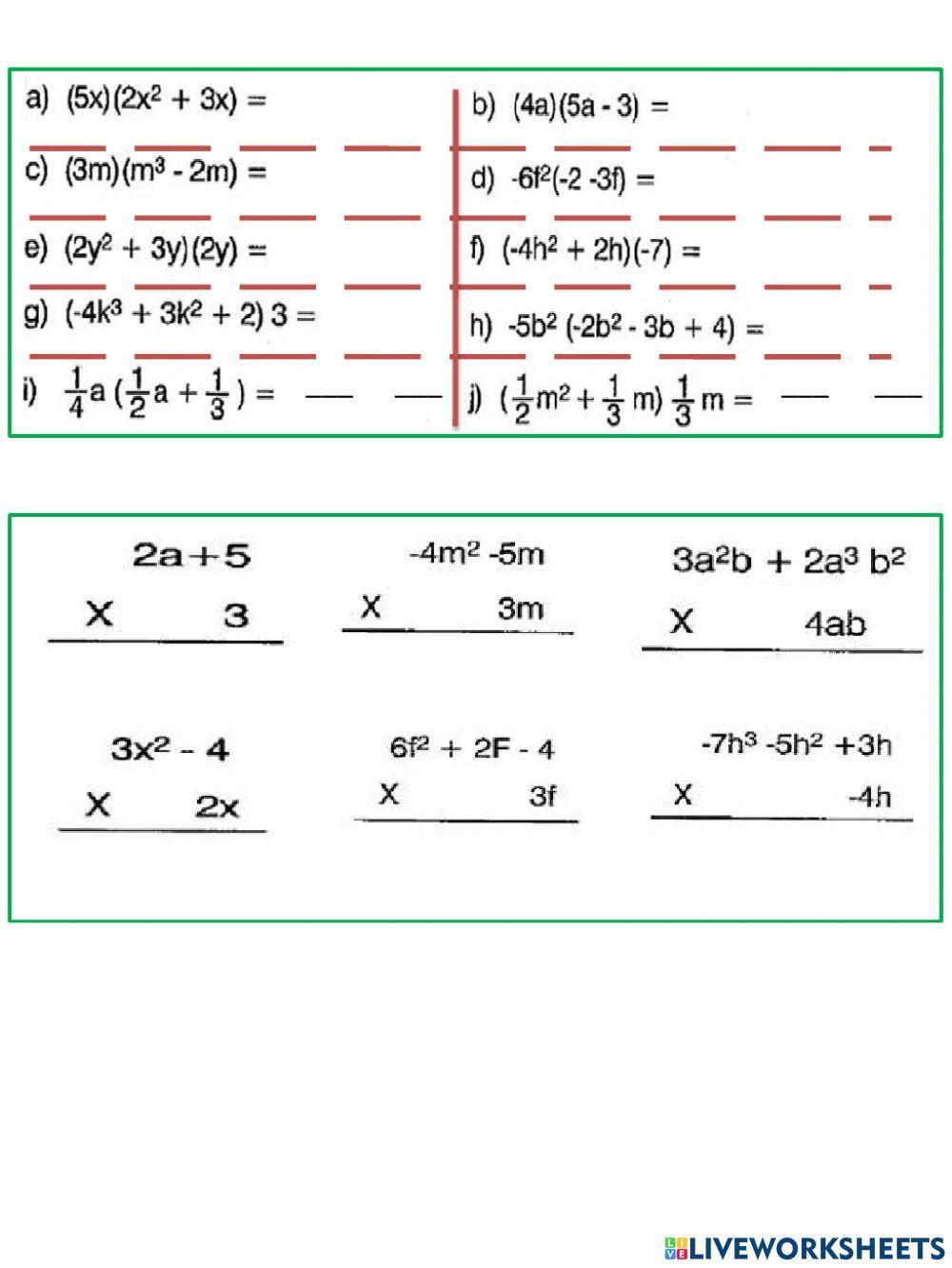 Multiplicación y división algebraica