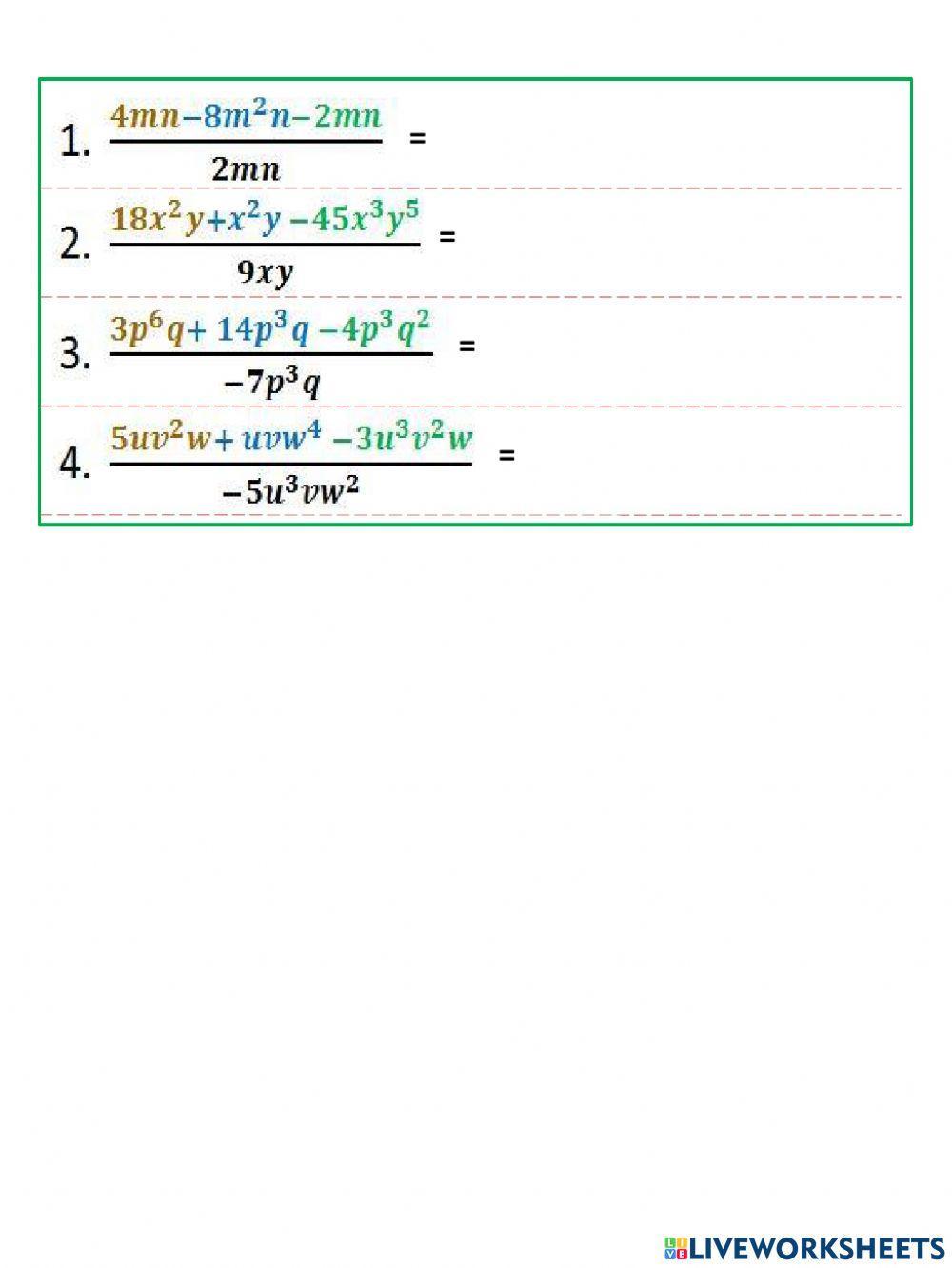 Multiplicación y división algebraica