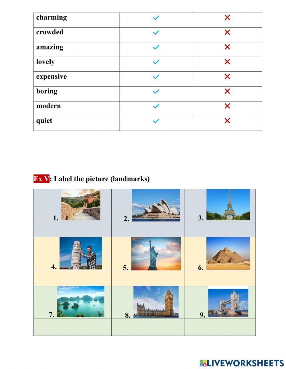 English 6 - Vocabulary - Unit 9: Cities of the world