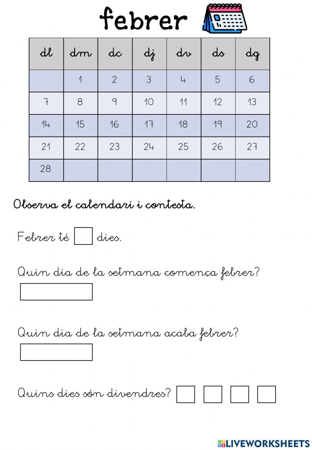 Mesos de l'any i calendari