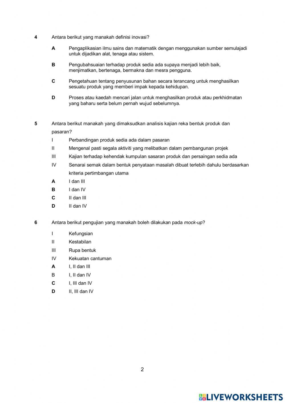 Ujian Pentaksiran RBT Tingkatan 1