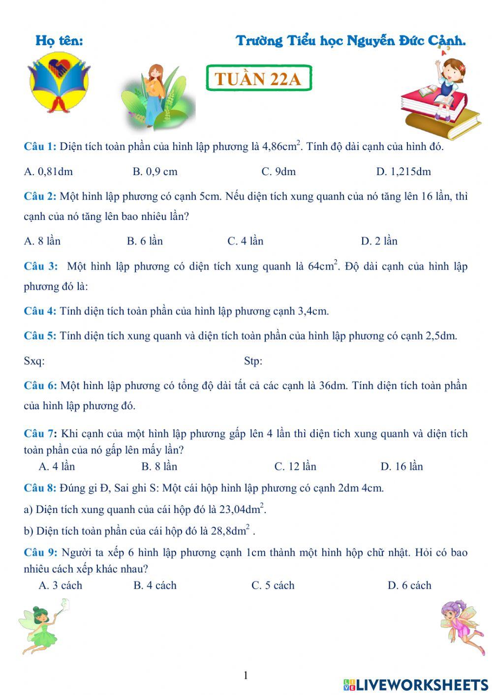 Bài kiểm tra tuần 22A