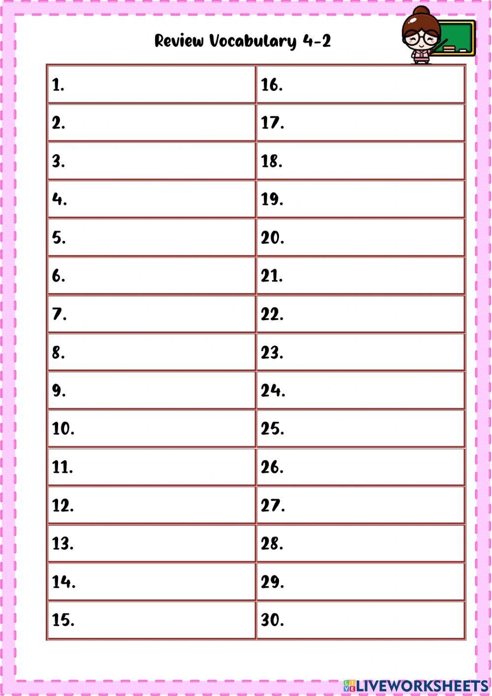 Review Vocabulary 4-2