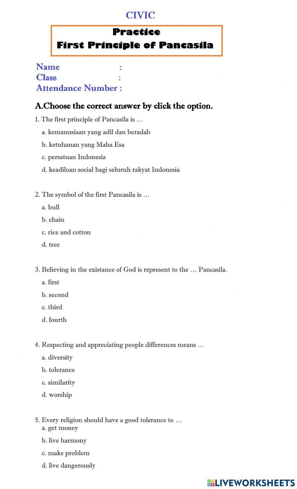 First principle of Pancasila