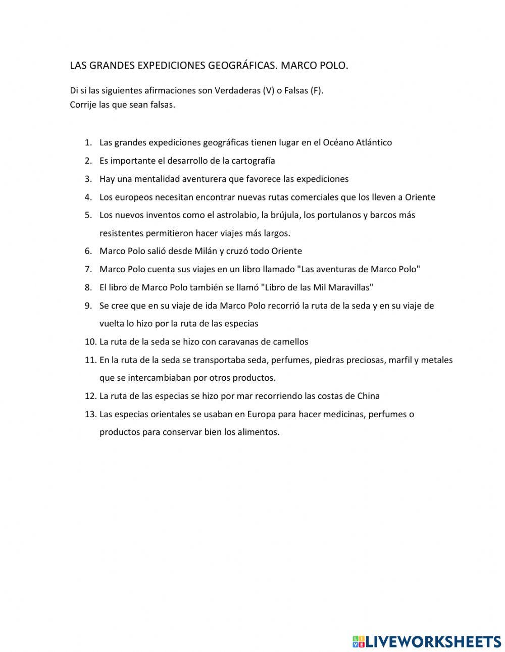 Marco Polo Worksheet 1852656 | Marco Polo | Ines Blasco Ferris