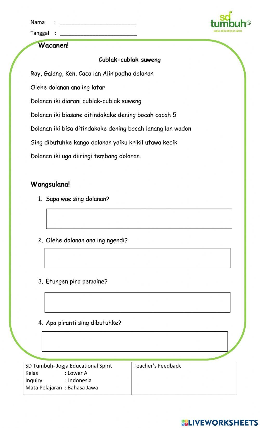 Evaluasi Tembang lan Dolanan Tradisional-Essay