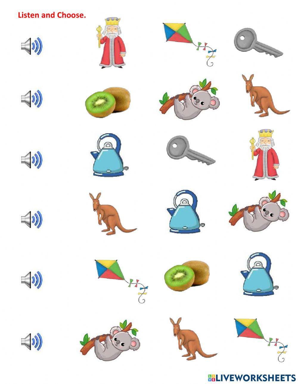 Listen and choose Letter K