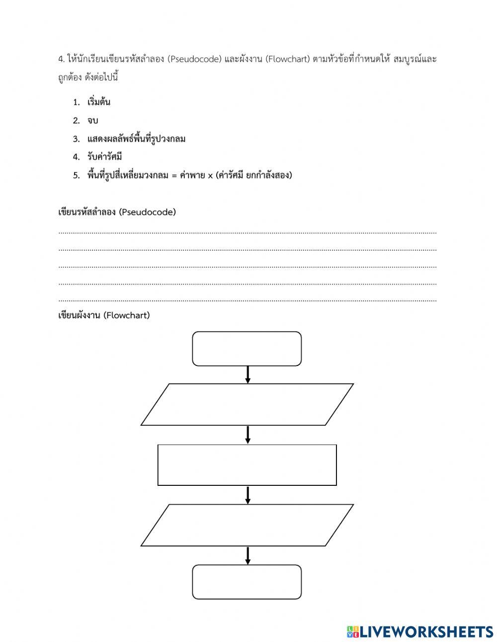 รหัสลำลองและผังงาน