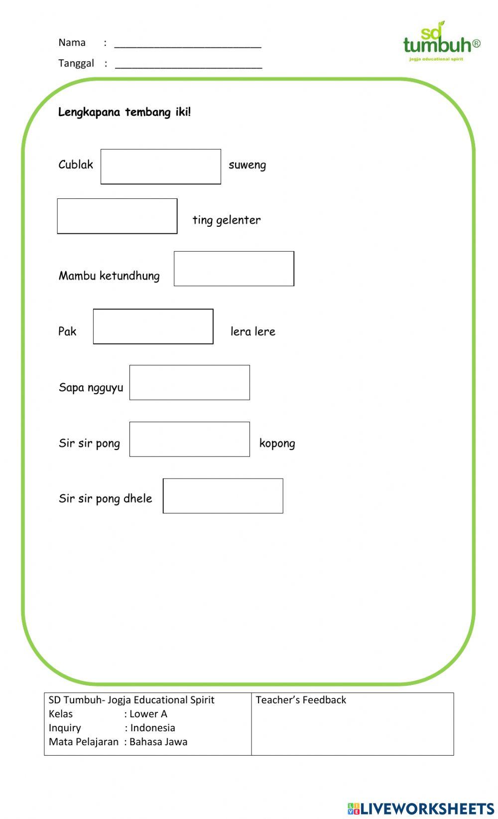 Evaluasi Tembang lan Dolanan Tradisional-Pilihan Jawaban