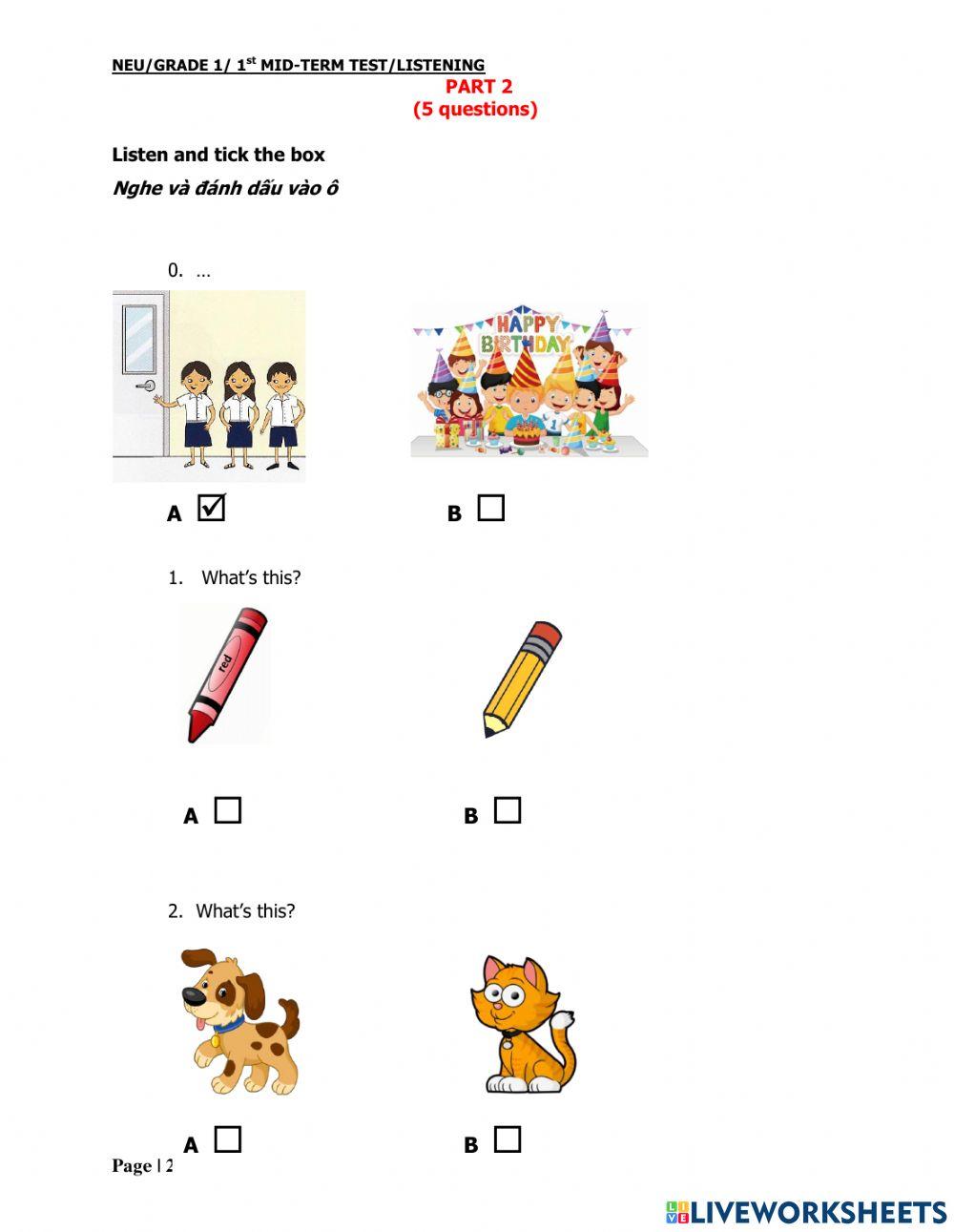 GRADE 1 - 1st MID-TERM TEST - LIS