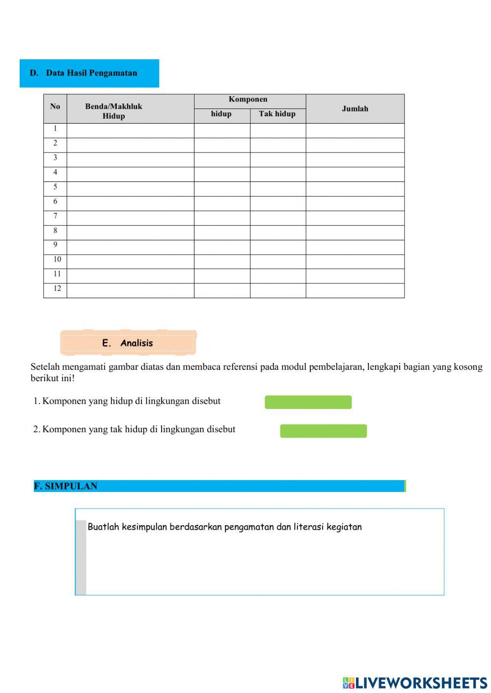 LKPD Kelas VII -Interaksi Makhluk Hidup-