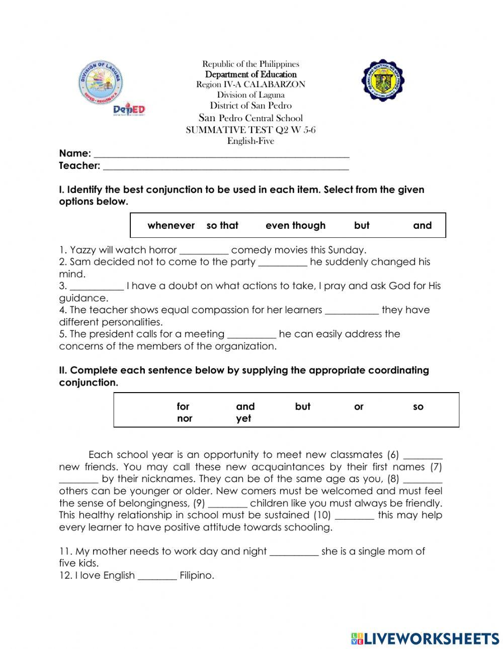 Summative in English Q2 W-6-7