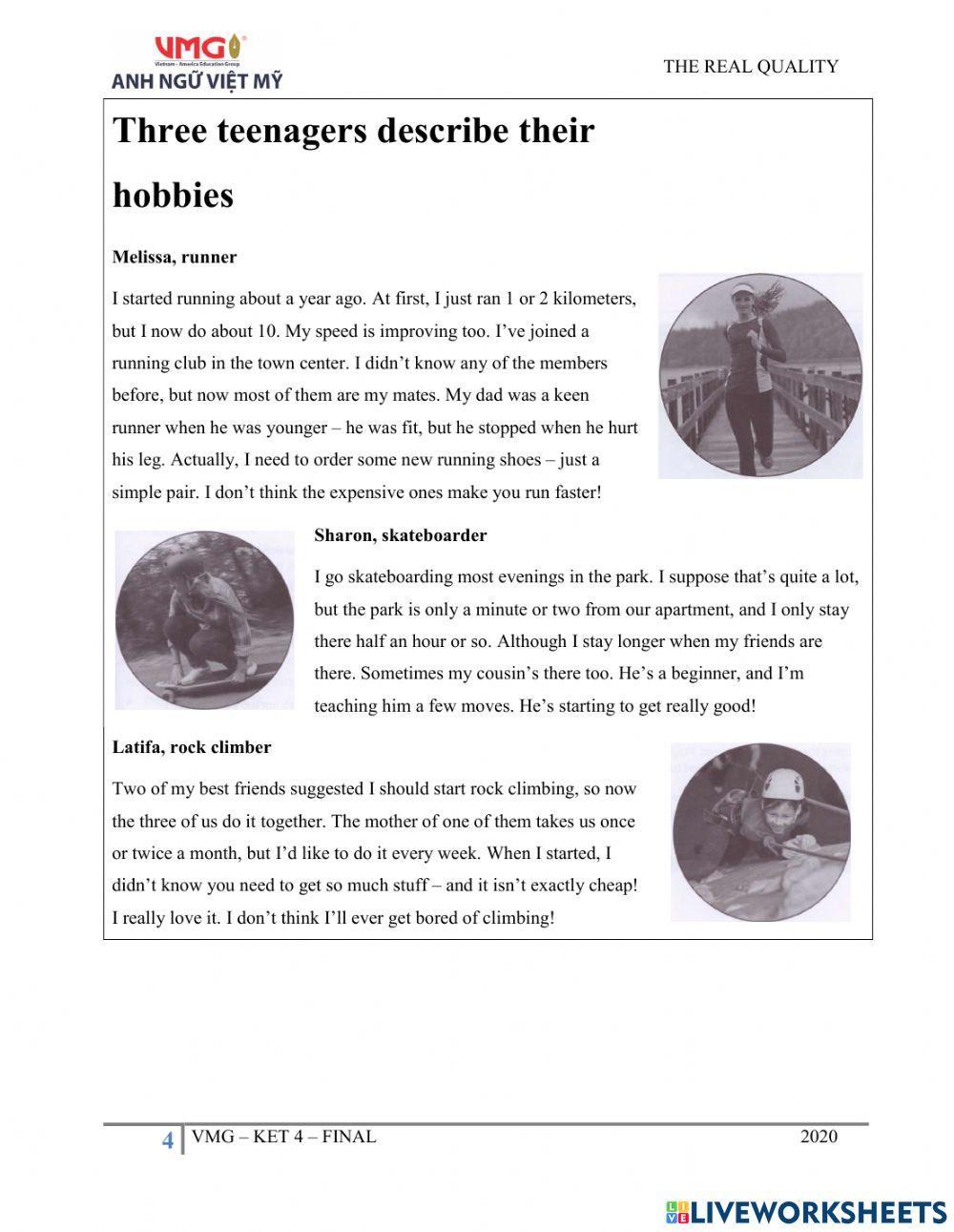 Reading test - final - ket 4