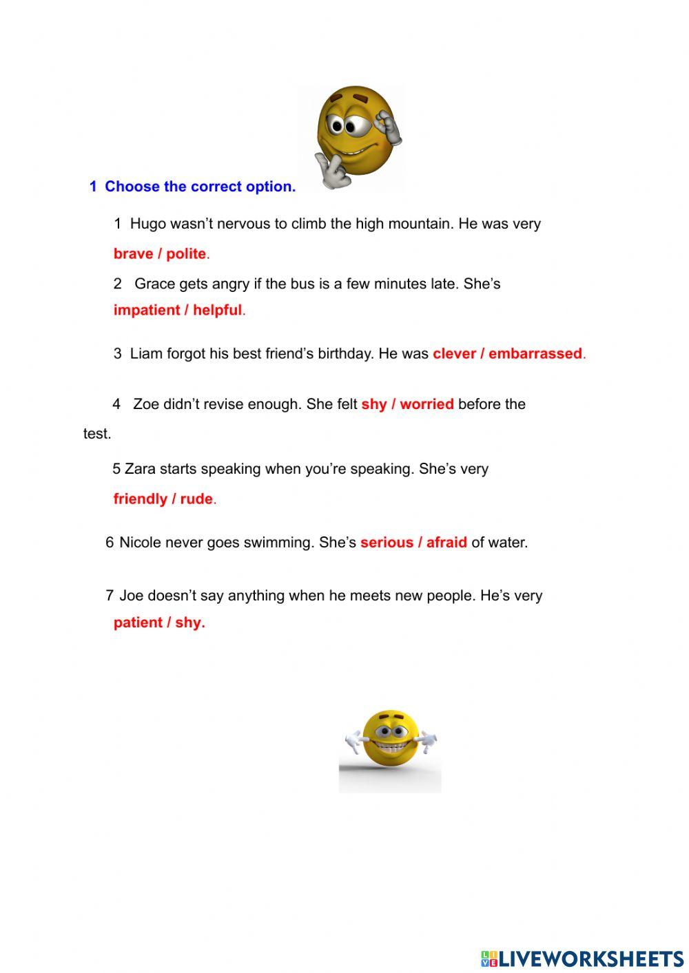 Personality adjectives