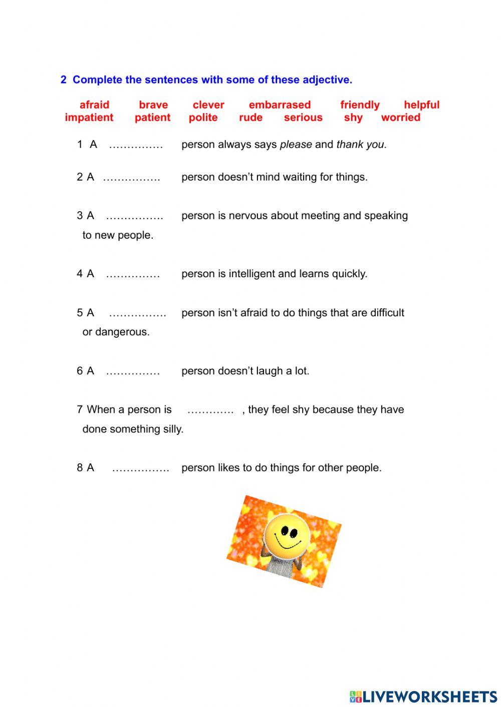 Personality adjectives