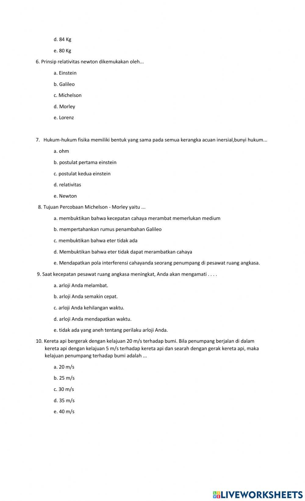 Latihan Soal Relativitas