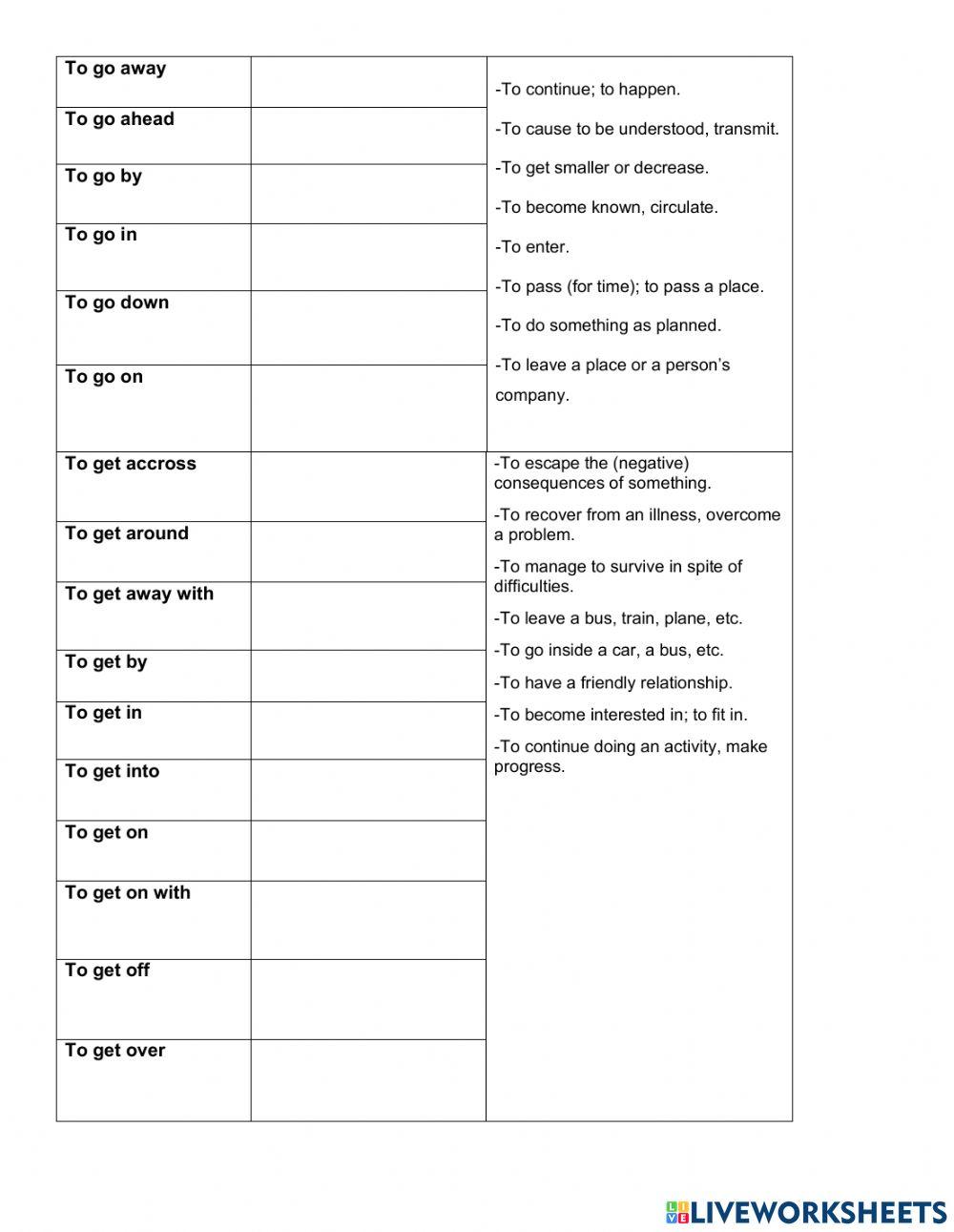 Phrasal verbs go-get