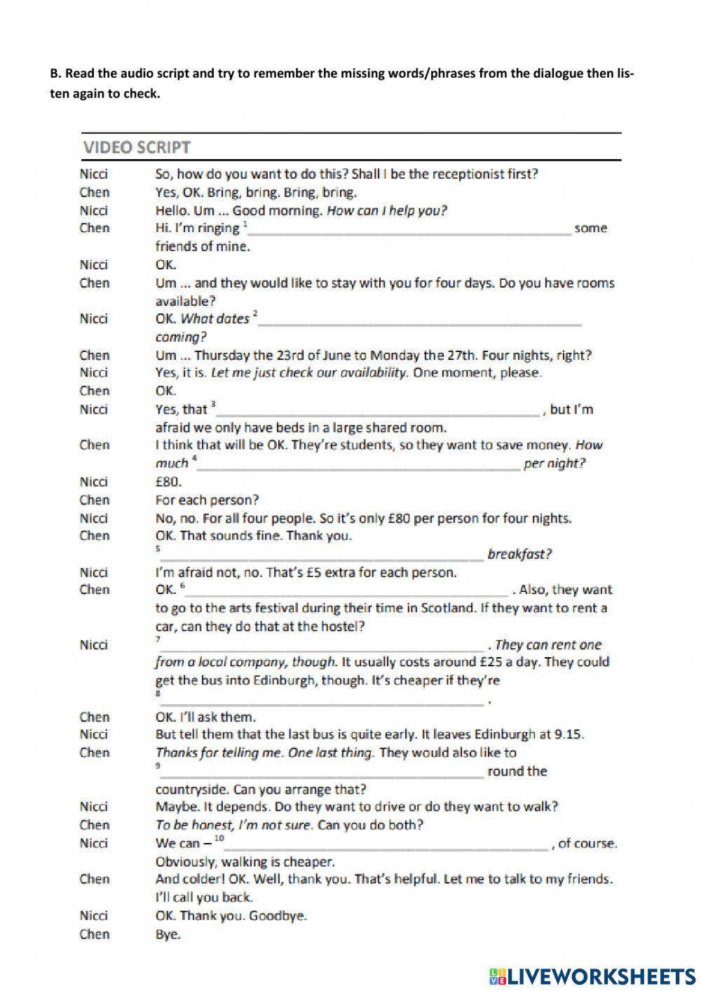 Outcomes Pre-Int U10 Conversation Practice